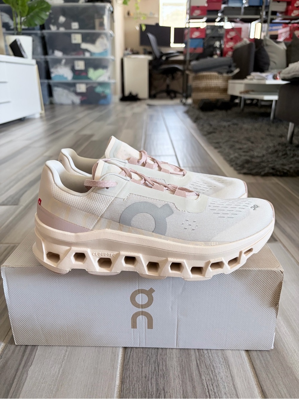 Women's On Cloudmonster Running Shoes - Moon Fawn 6197785-050 - Picture 2 of 7